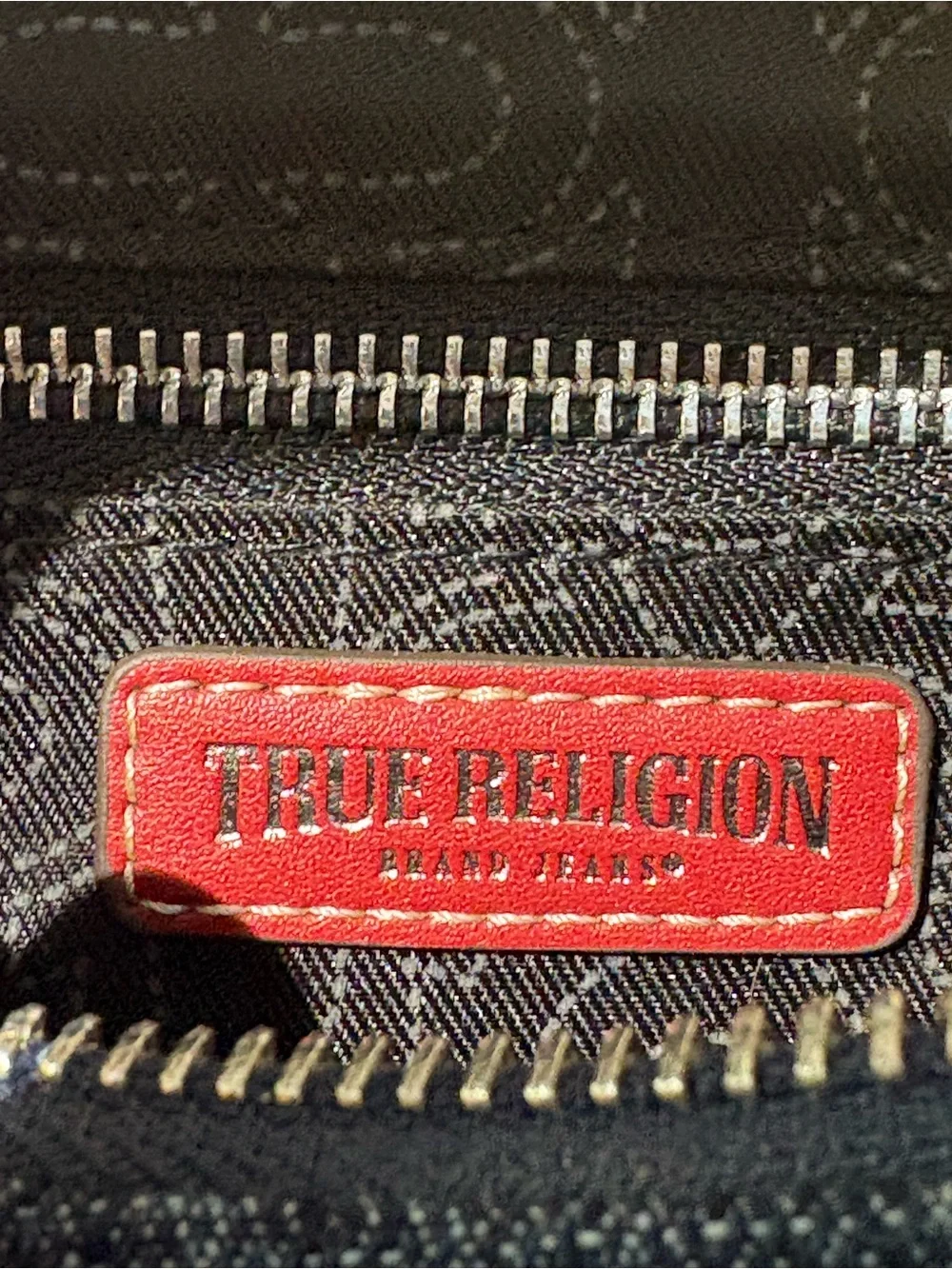 True Religion Crystal Wing denim hobo bag